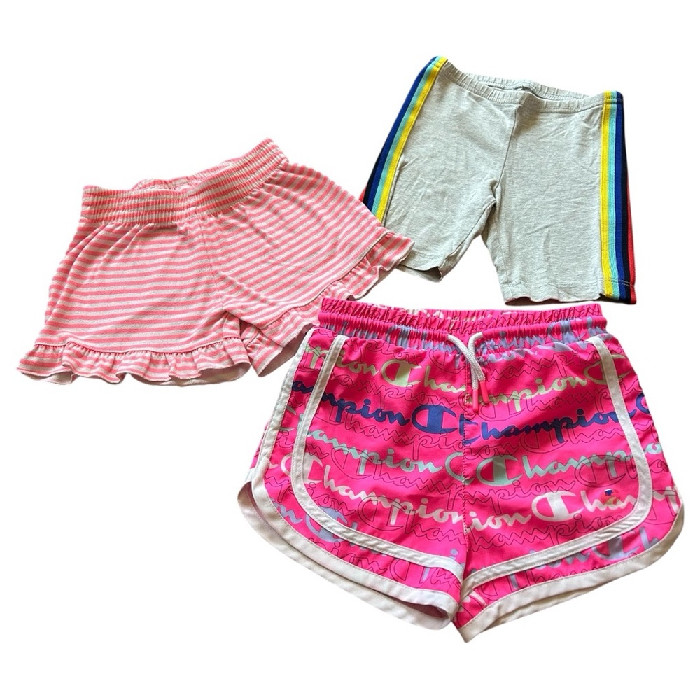Girls Bundle Champion Pink and Gray Shorts size XS Trio plus a Free pink dress